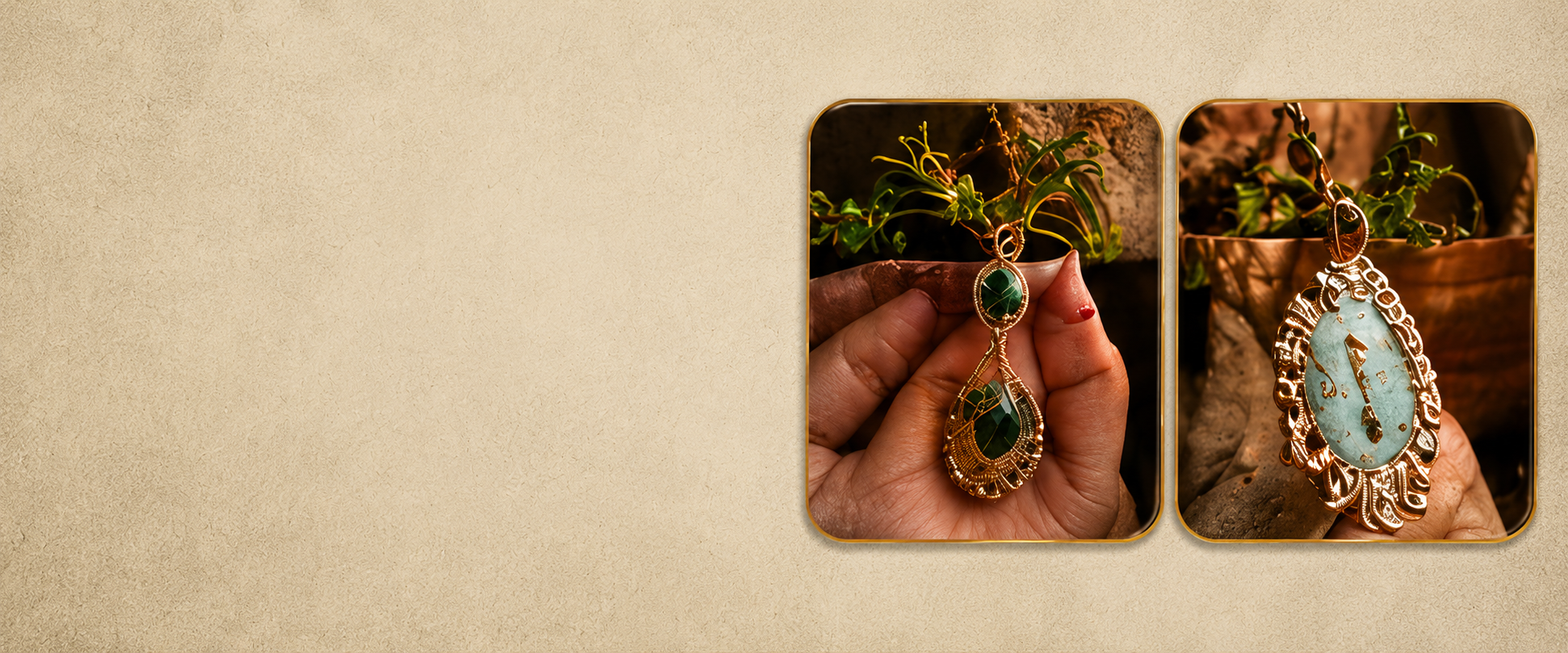 Mawules jewelry pendants held in hand