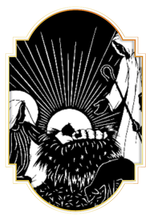 Nativity scene — woodcut style illustration